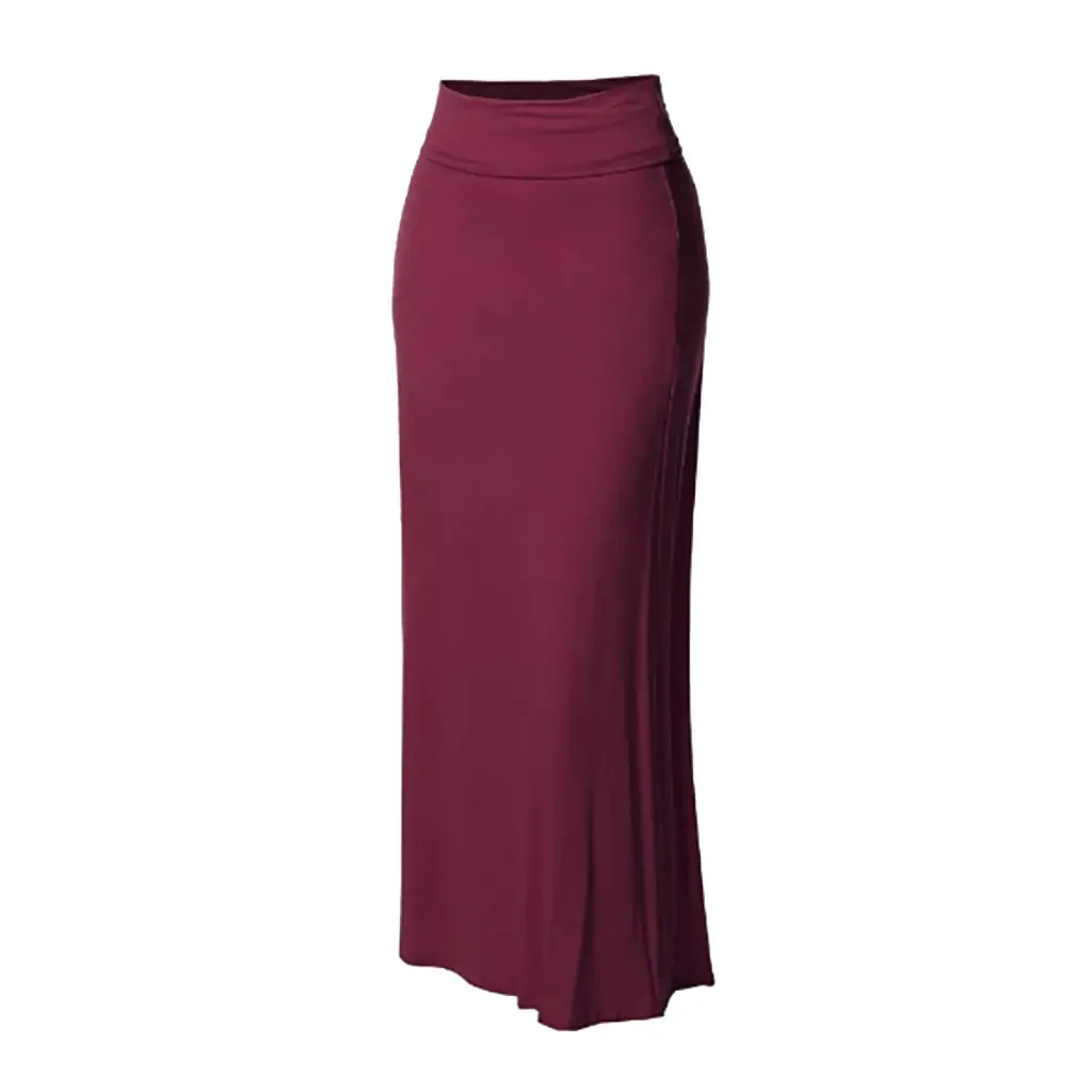 مجموعة أروين التجارية ARWEN & AJH GROUP High Waist Skirts Ladies Solid Sexy Long Pencil Skirt  Women High Waist Comfort Body con Stitching Maxi Skirts Falasha