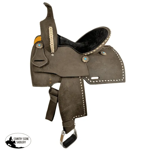 12", 13" Double T  Barrel style saddle with White buckstitch accents