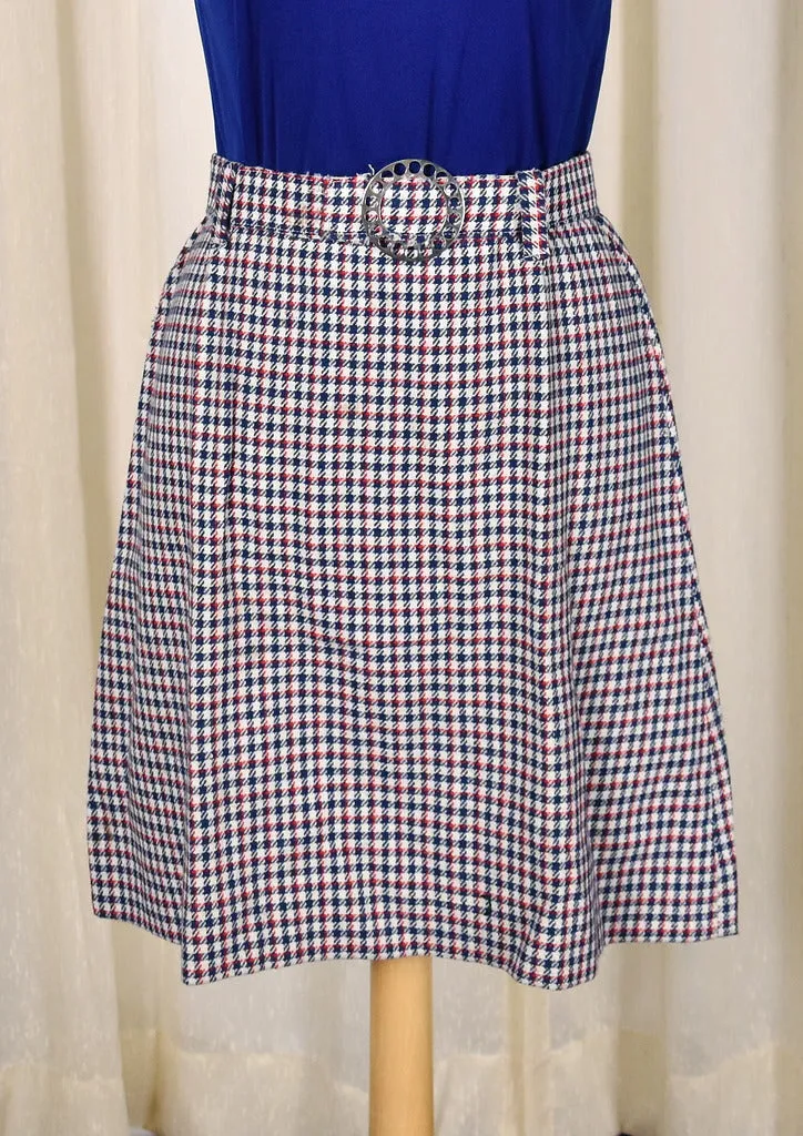 1960s Vintage Mod Plaid Skirt with Belt