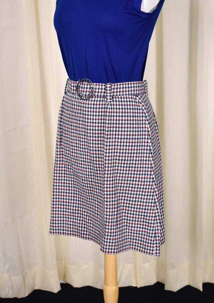 1960s Vintage Mod Plaid Skirt with Belt