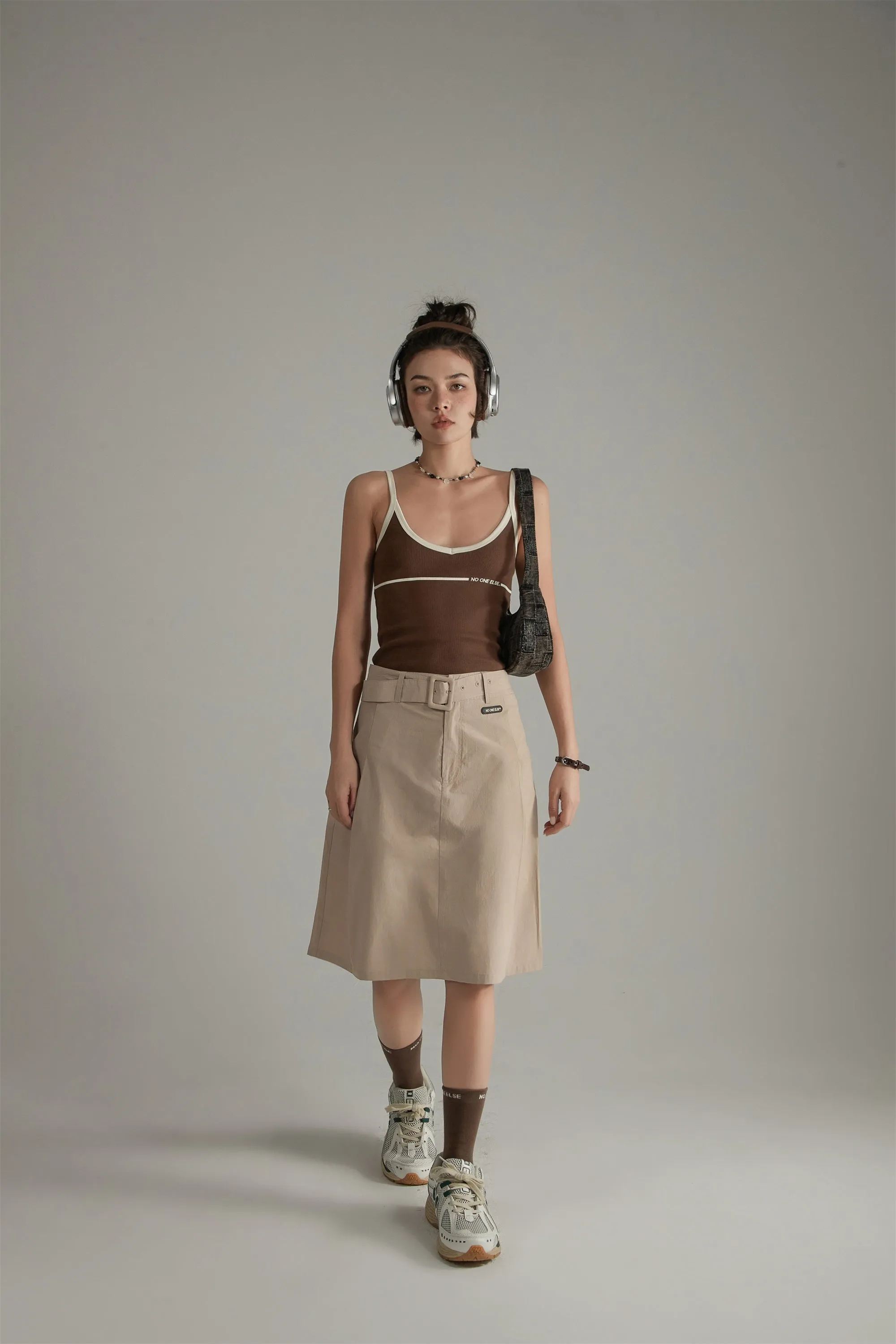 A-Line Belt Mini Skirt