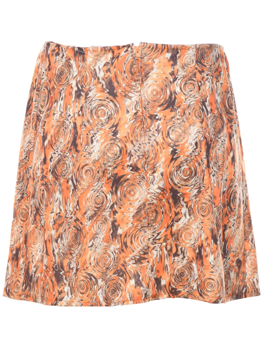 Abstract Print A-line Skirt - M