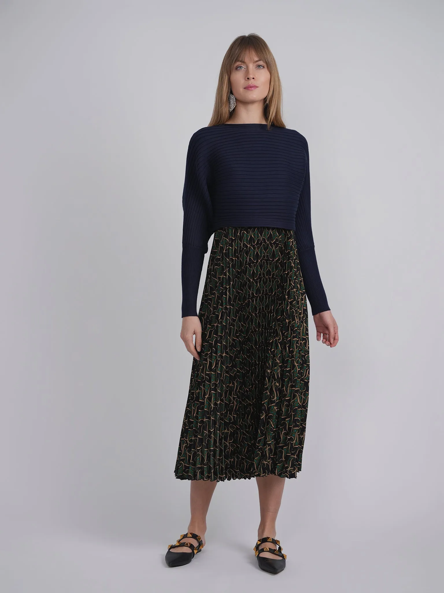 Accordian Pleated Midi Jumper