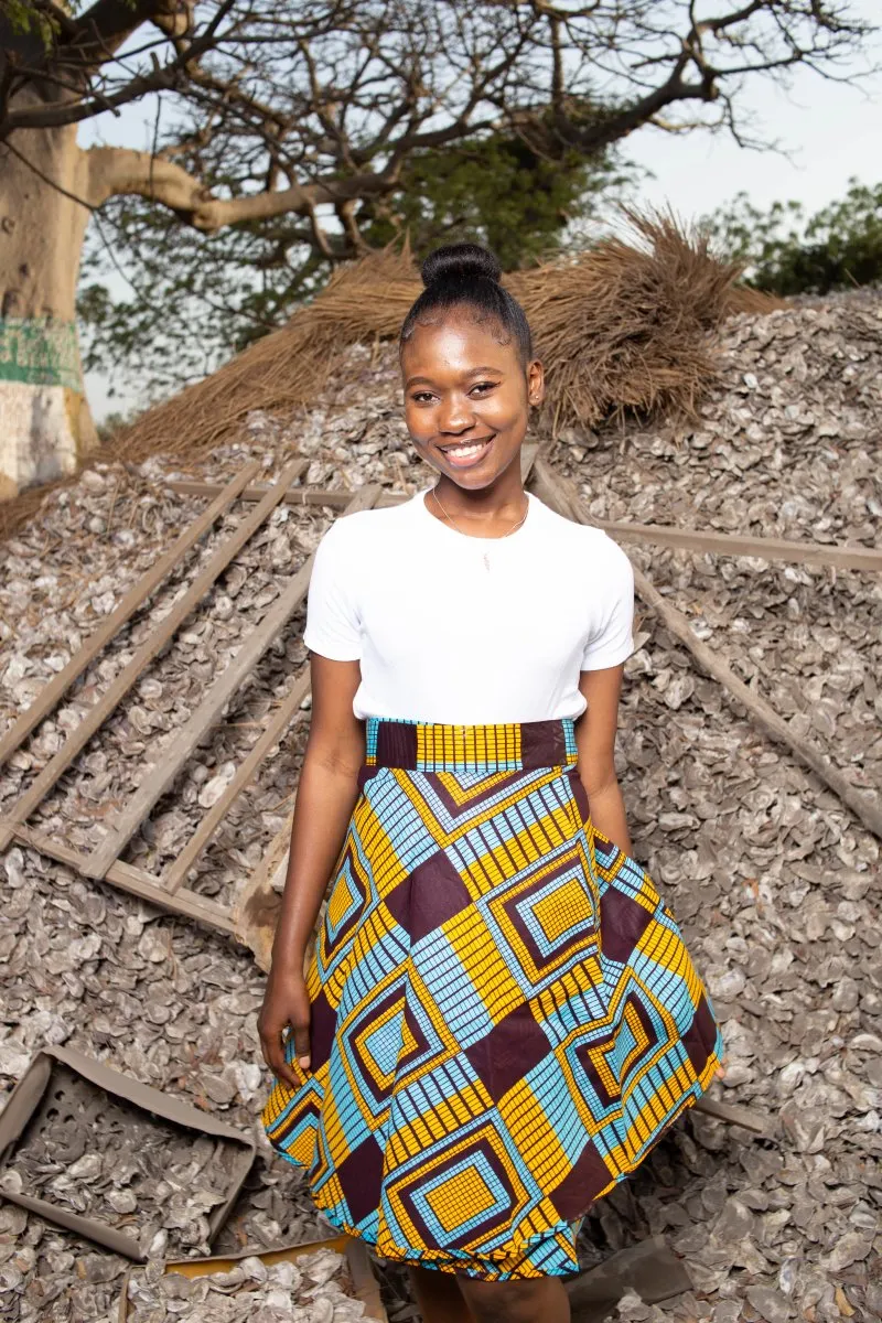 African Wrap Skirt In Blue Kente