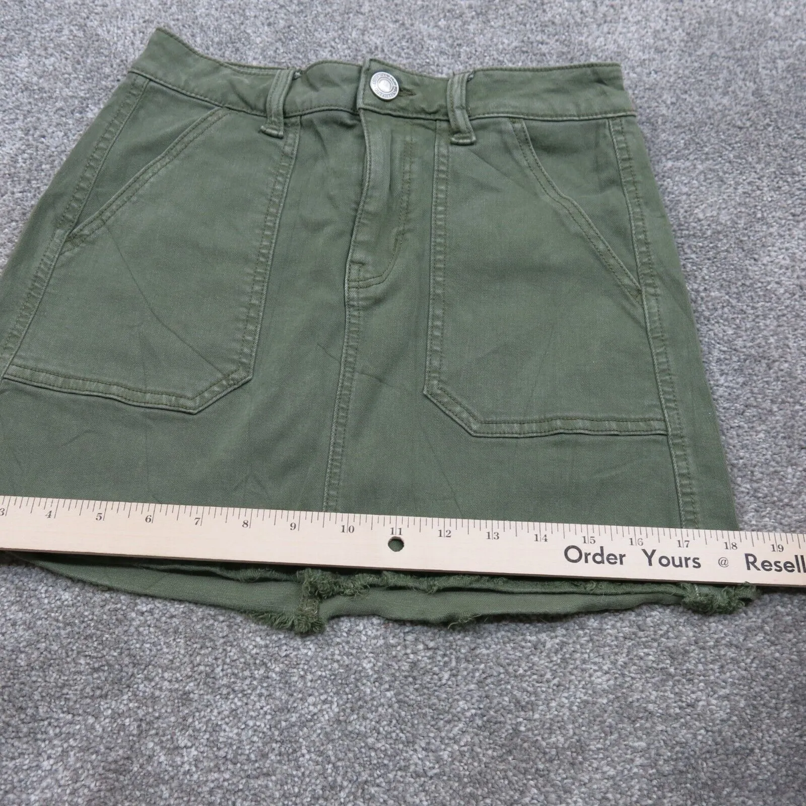 American Eagle Denim Skirts  A Line Mini Womens Size 0 Olive Green Super Stretch