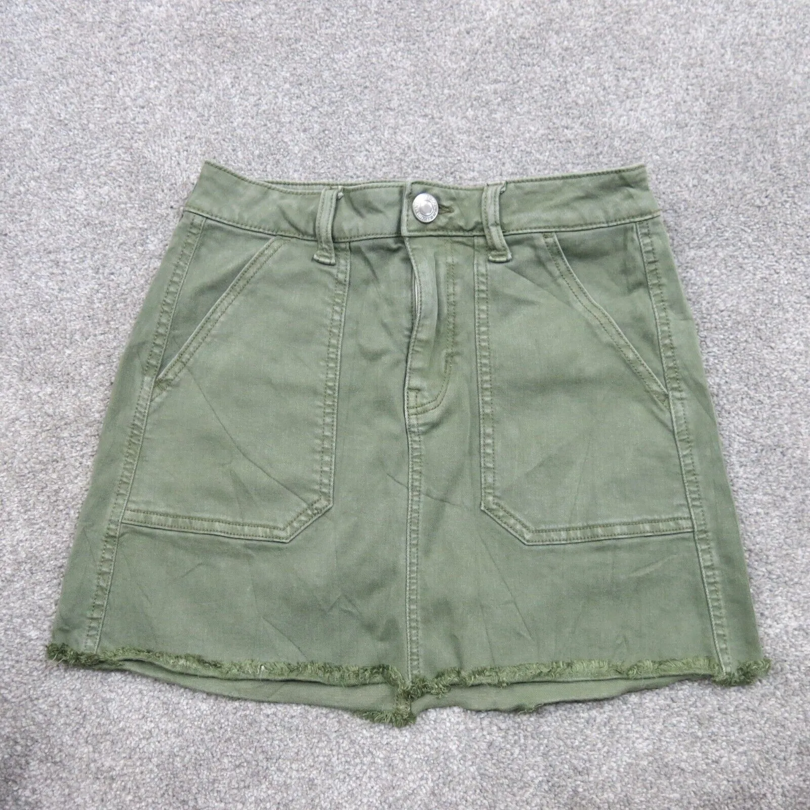 American Eagle Denim Skirts  A Line Mini Womens Size 0 Olive Green Super Stretch