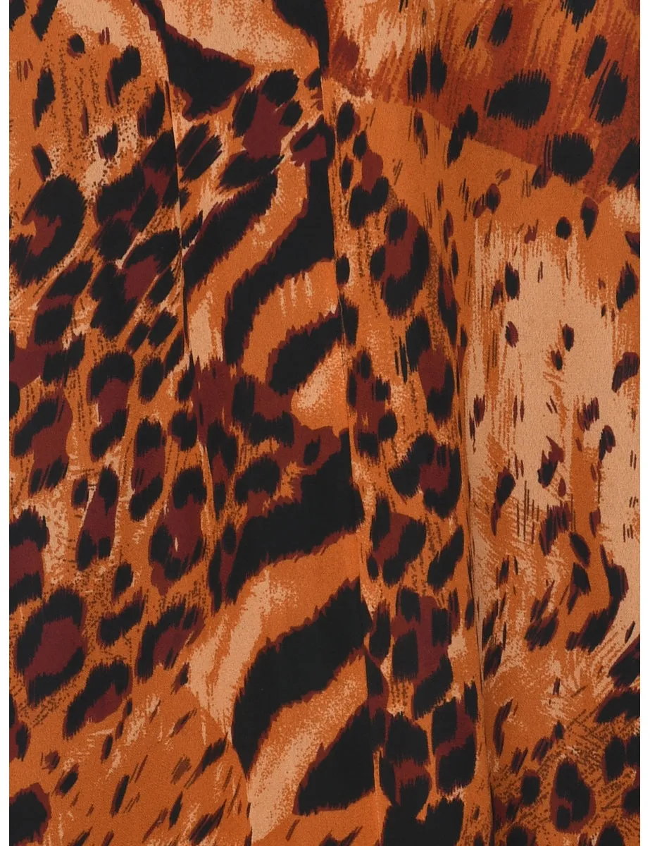 Animal Print Flared Skirt - M