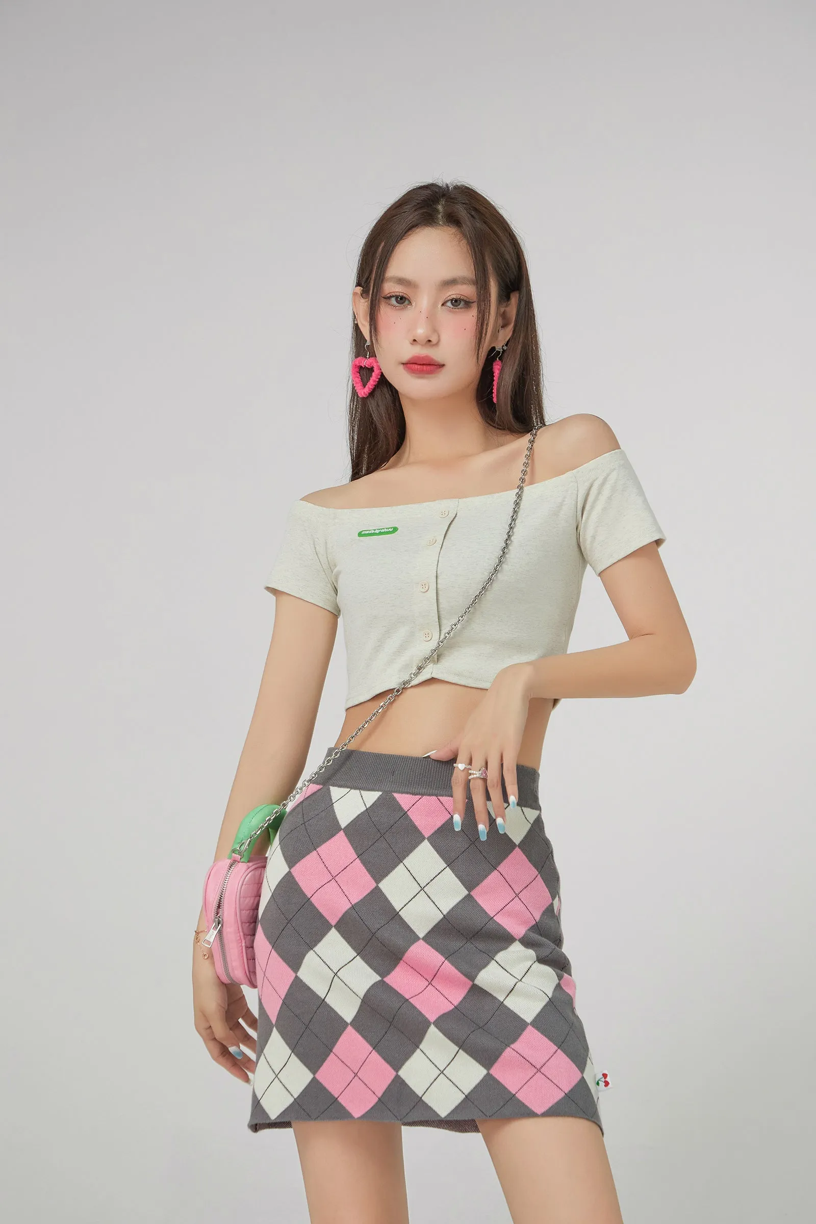 Argyle Knitwear Mini Skirt