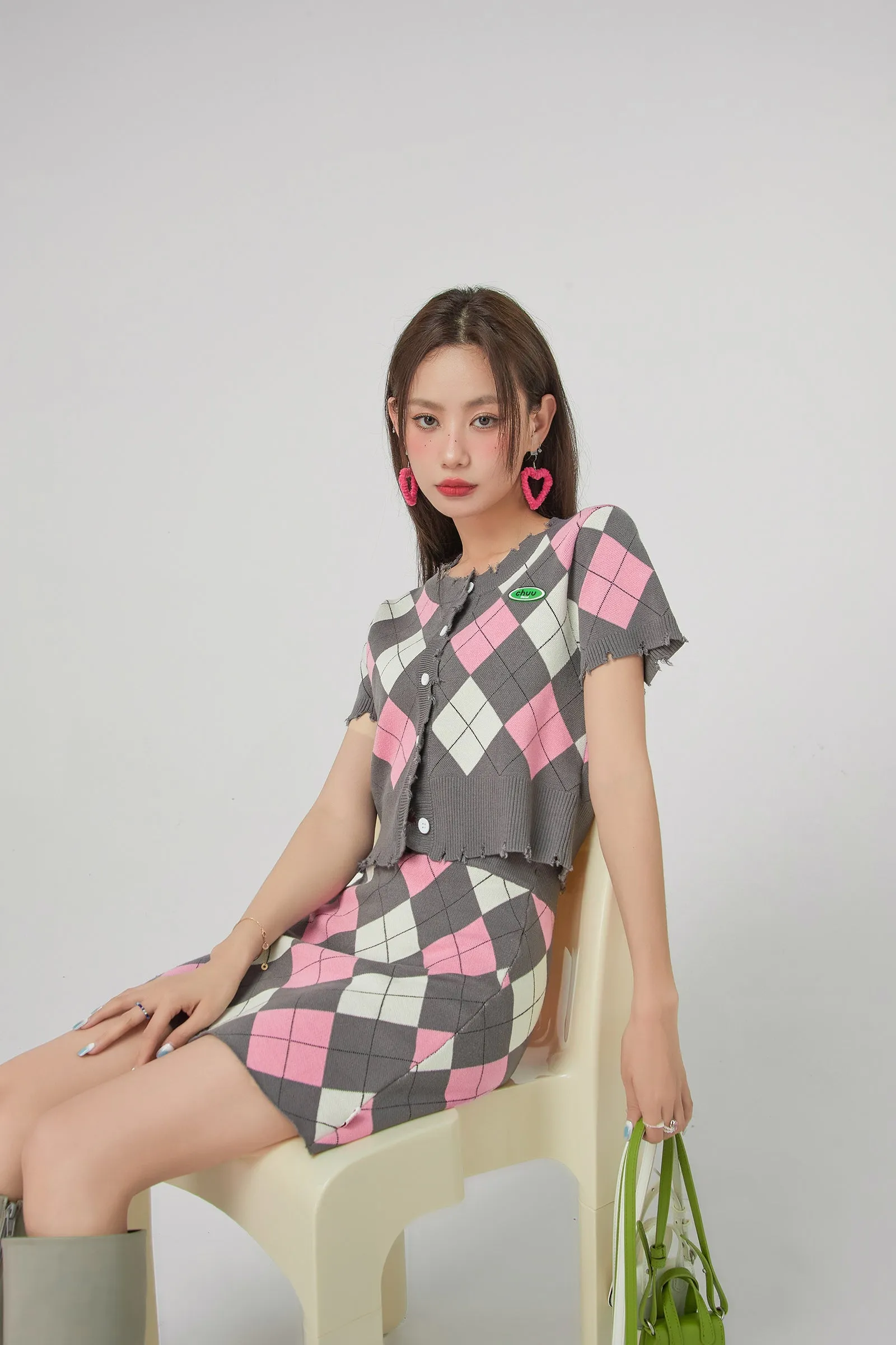 Argyle Knitwear Mini Skirt