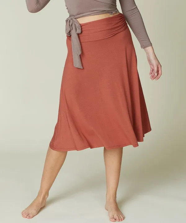 BAMBOO FLARED MID LENGTH SKIRT