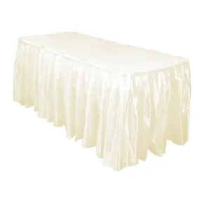 Bargain 21 ft. Accordion Pleat Satin Table Skirt Ivory