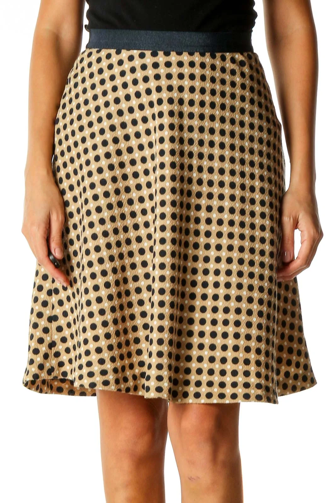 Beige Printed Semiformal Flared Skirt