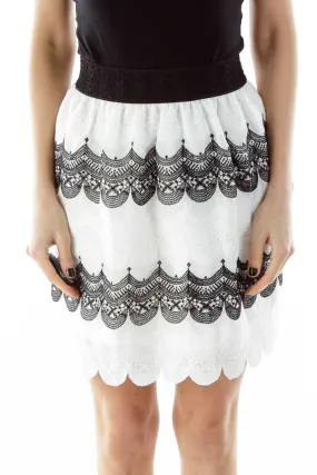 Black White Embroidered Skirt