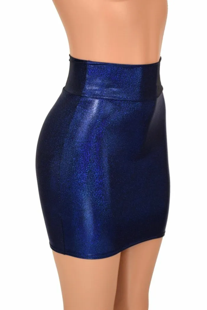 Blue Sparkly Jewel Bodycon Skirt