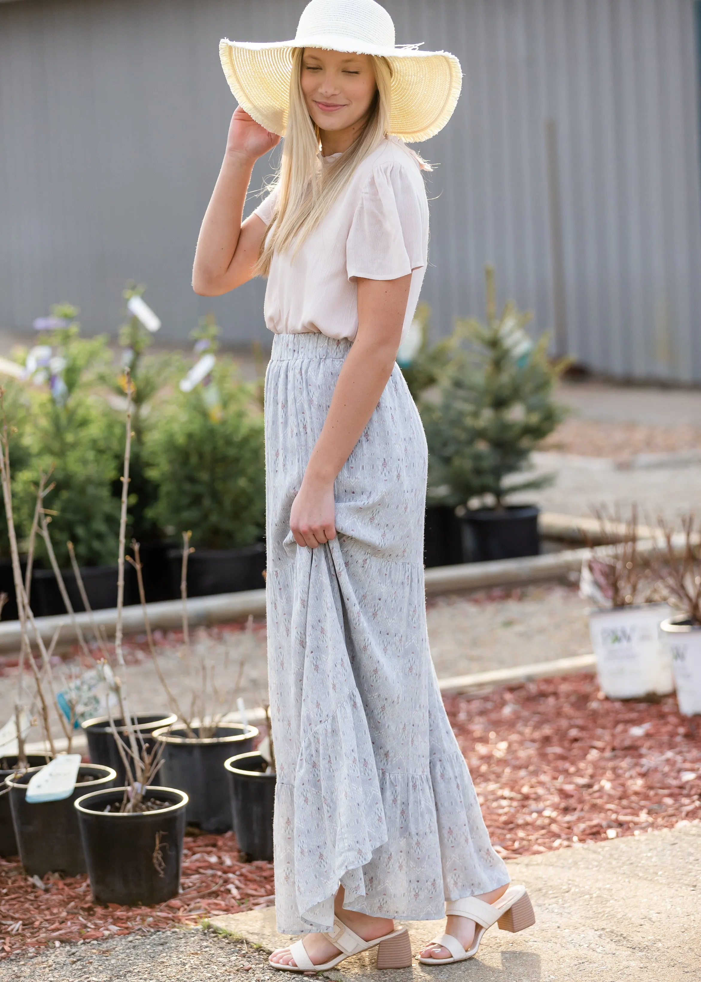 Blue Tiered Print Maxi Skirt - FINAL SALE