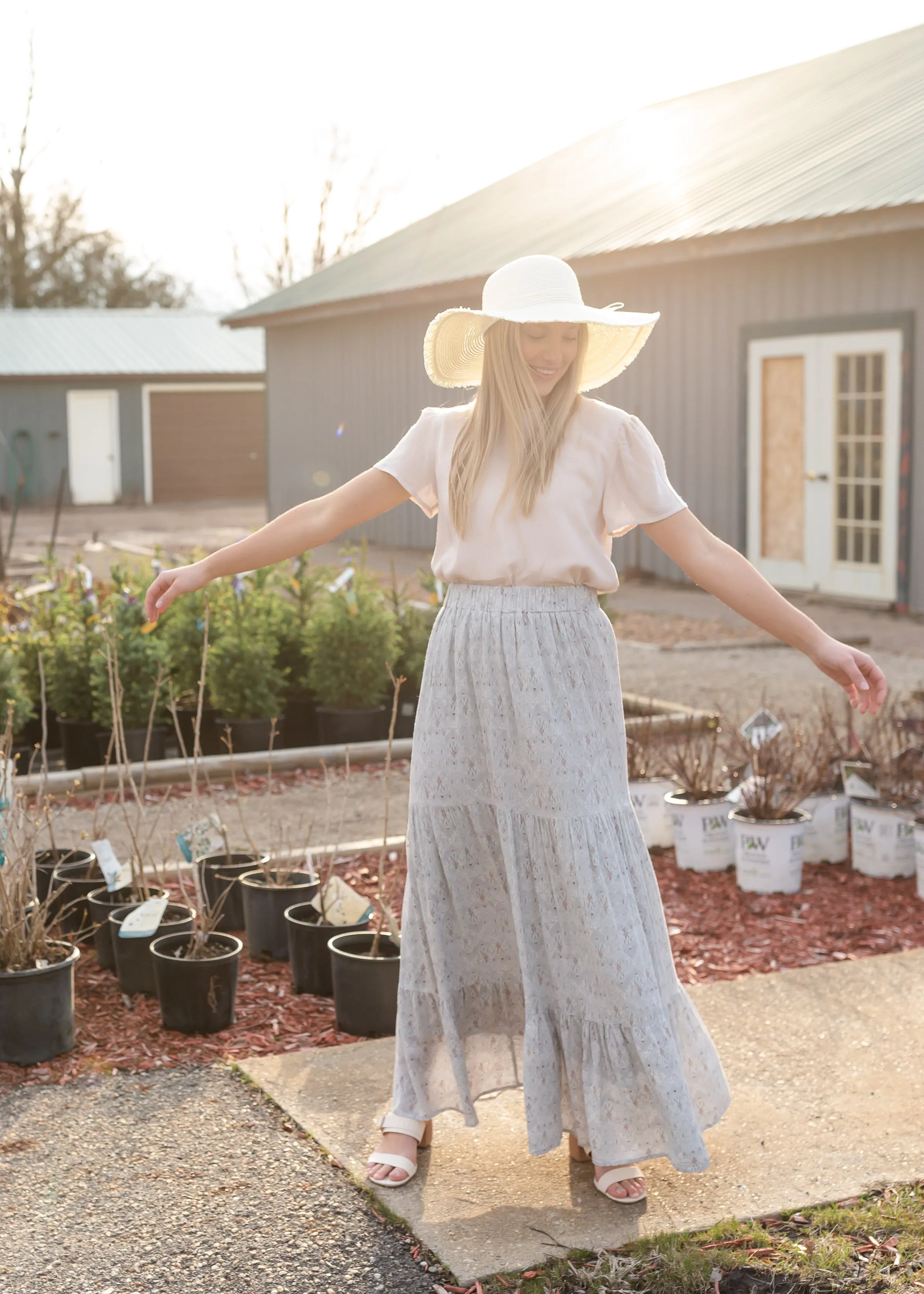 Blue Tiered Print Maxi Skirt - FINAL SALE