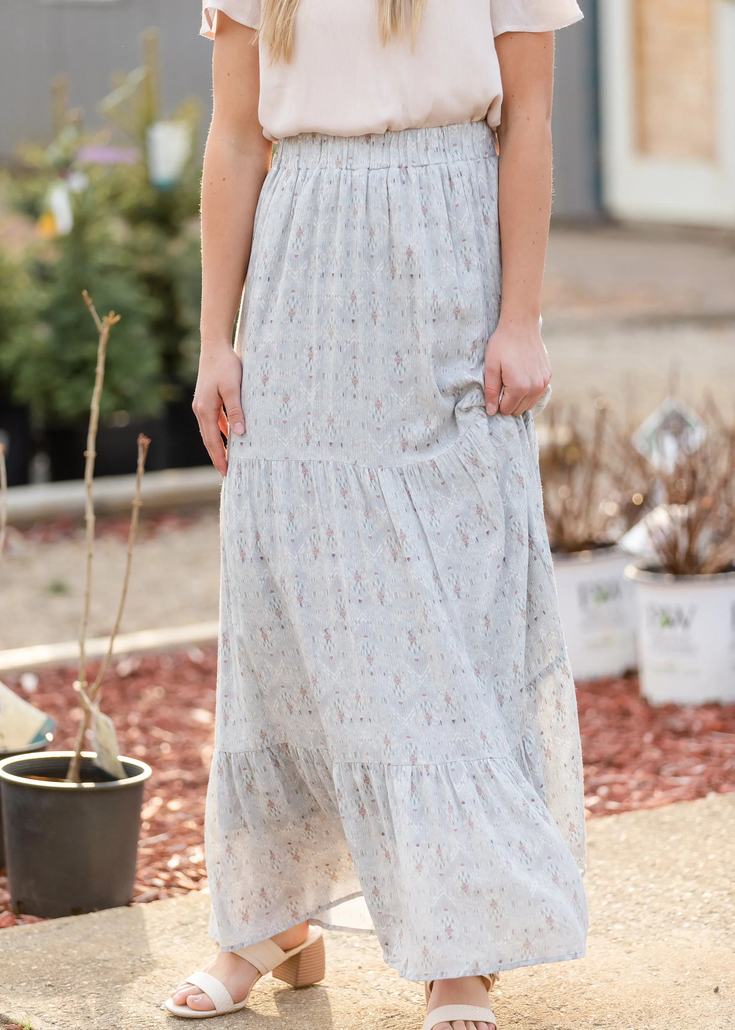 Blue Tiered Print Maxi Skirt - FINAL SALE