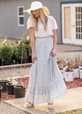 Blue Tiered Print Maxi Skirt - FINAL SALE