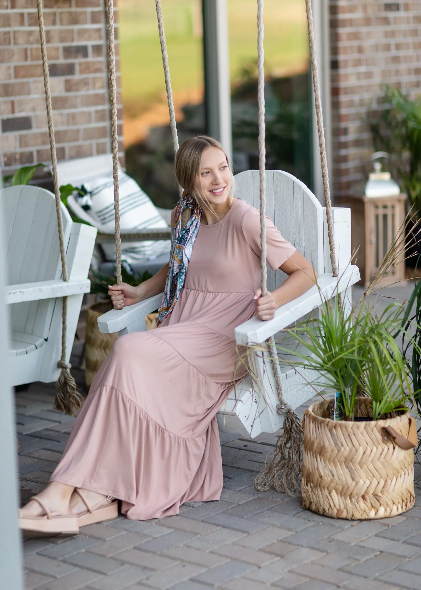 Blush Simple Tiered Maxi Dress