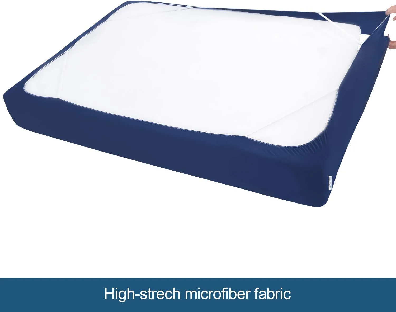 Box Spring Cover with Smooth and Elastic Woven Material, Wrinkle & Fading Resistant & Dustproof, Navy