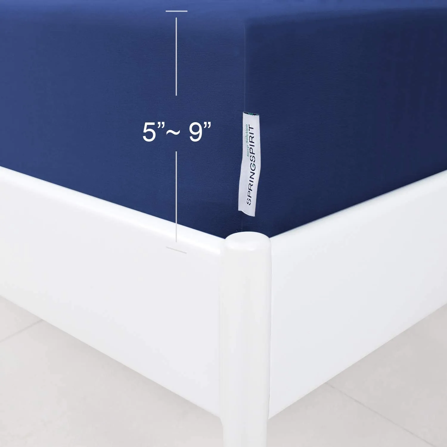 Box Spring Cover with Smooth and Elastic Woven Material, Wrinkle & Fading Resistant & Dustproof, Navy