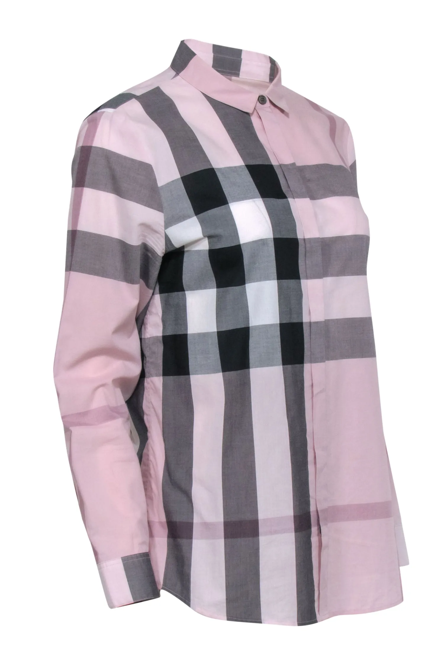 Burberry - Pink & Black Plaid Button Down Shirt Sz M