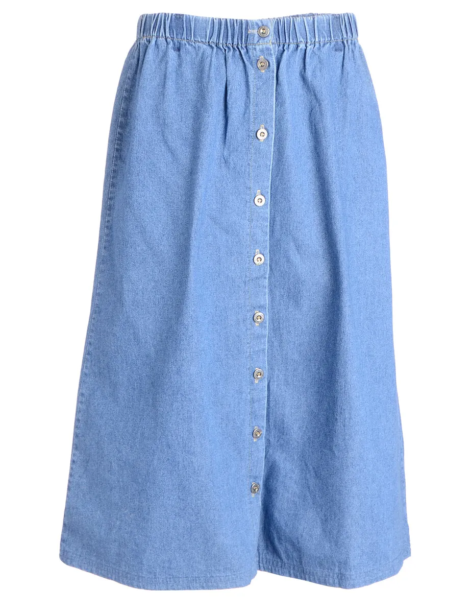 Button Through Denim Skirt