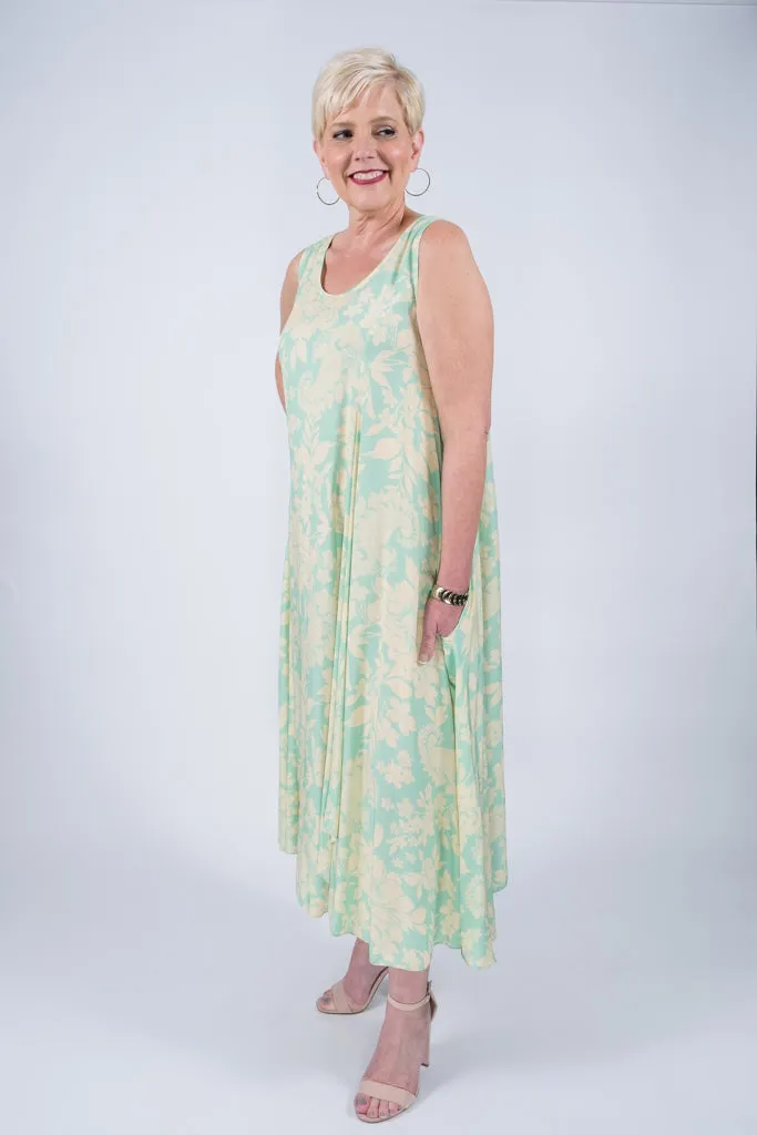 Cara Floral Viscose Slit Dress (DT115F)