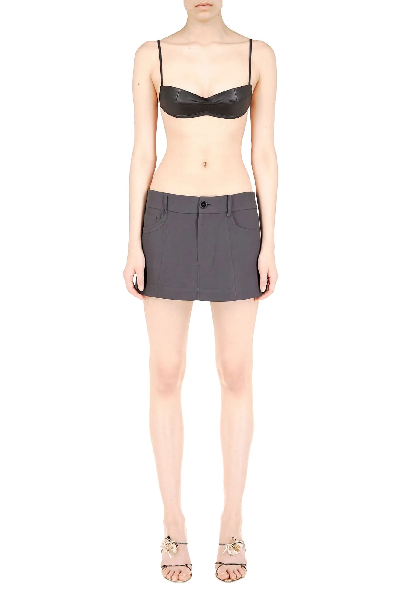 Charcoal A-Line Mini Skirt