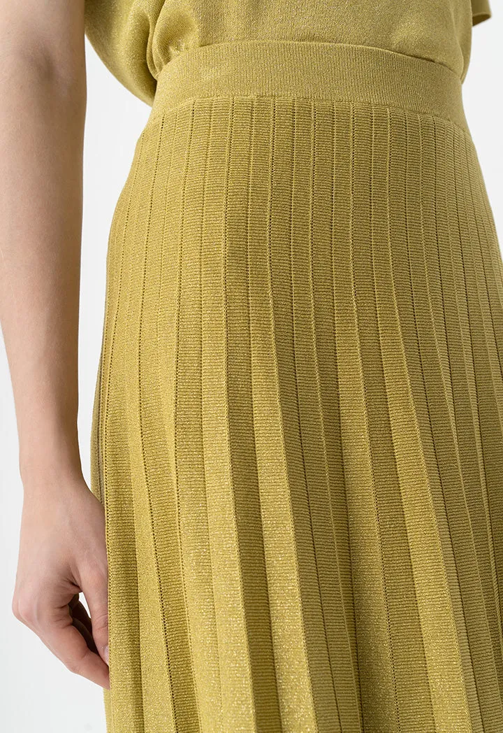 Choice Lurex Pleated Flared Skirt Green