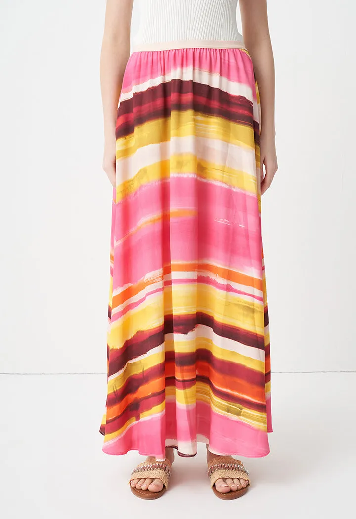 Choice Printed Flared Maxi Circle Skirt Multicolor