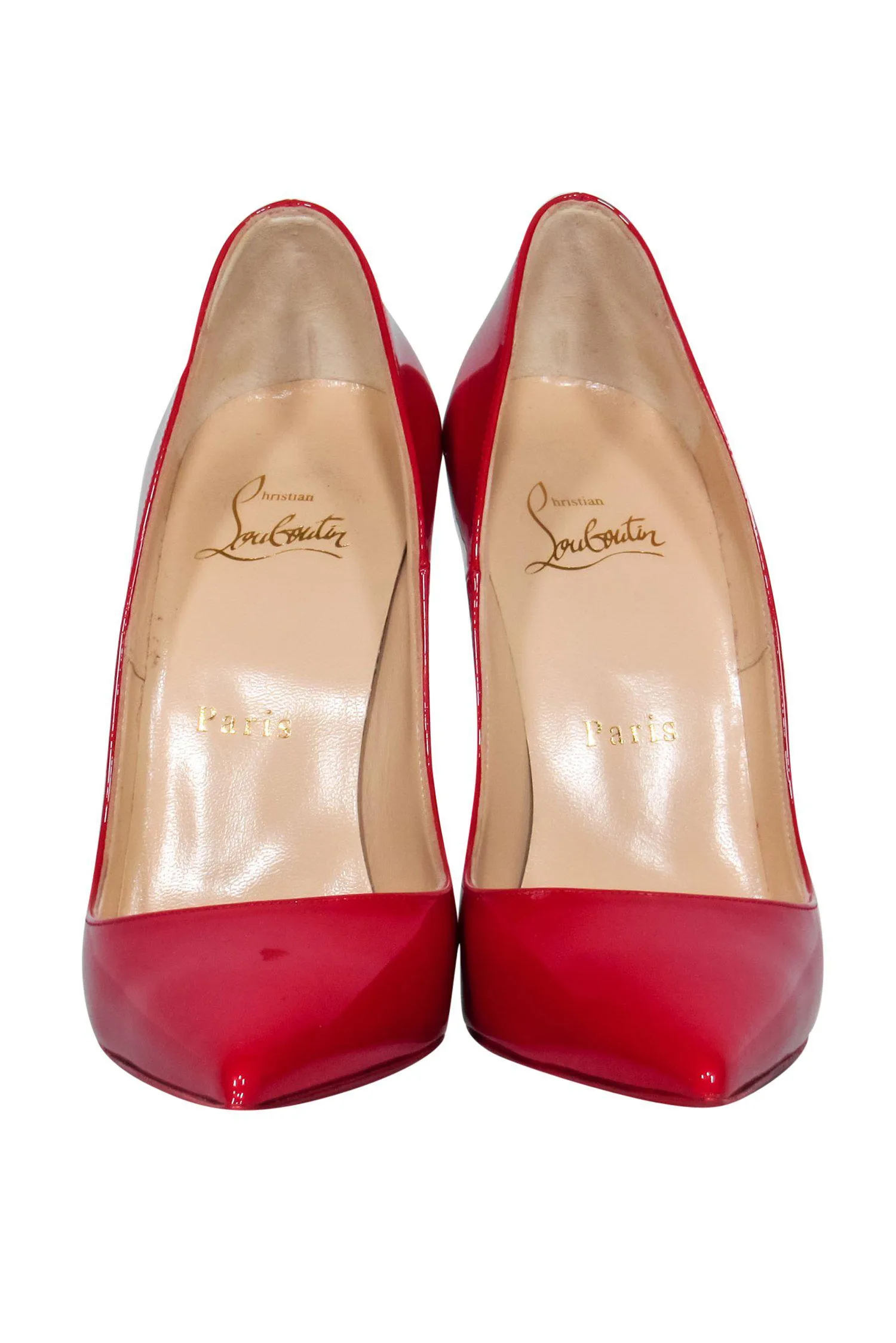 Christian Louboutin - Red Patent Leather Pointed Toe Stilettos Sz 6.5