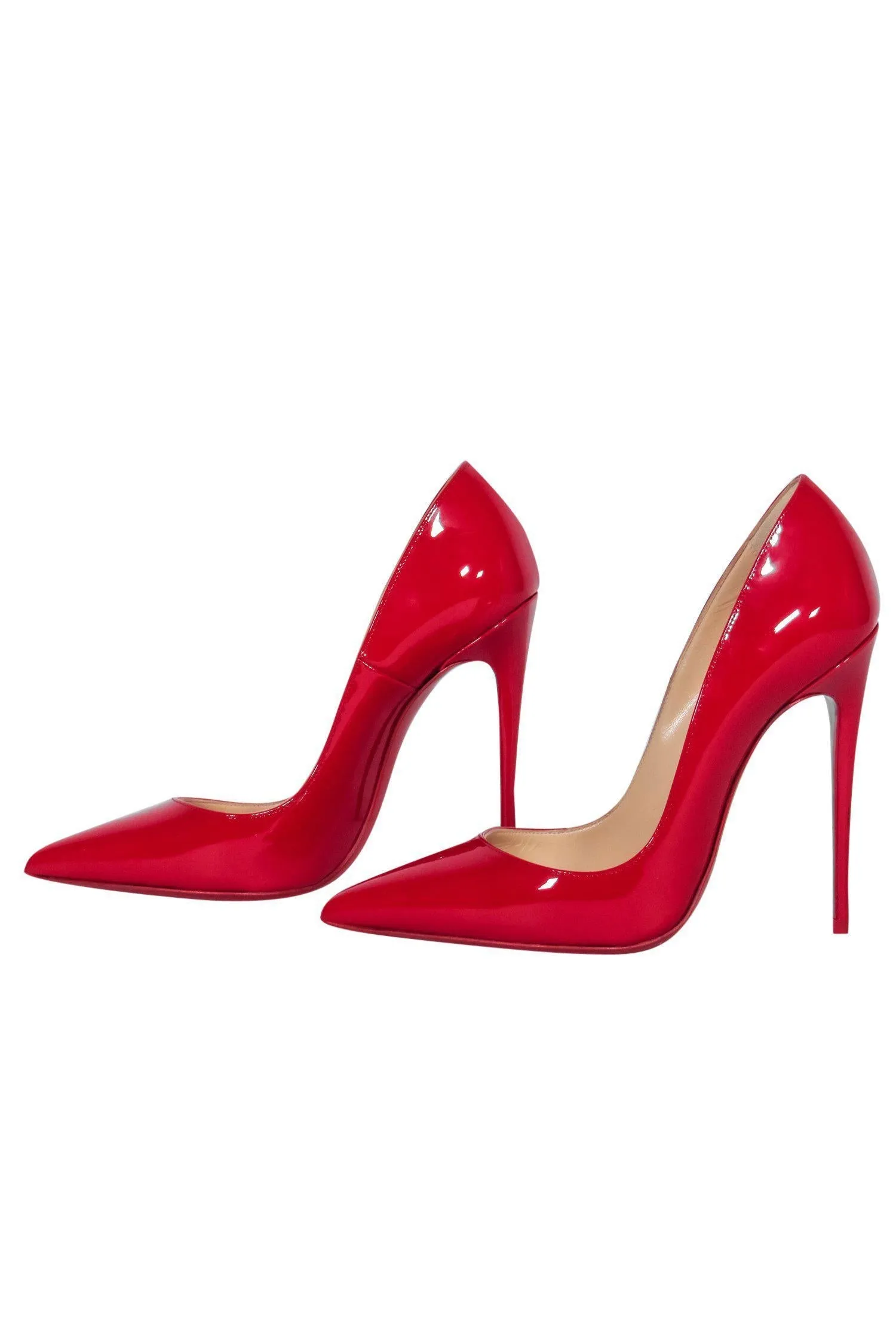 Christian Louboutin - Red Patent Leather Pointed Toe Stilettos Sz 6.5