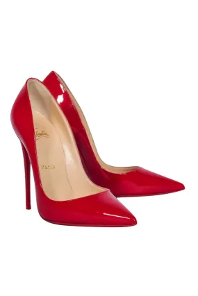 Christian Louboutin - Red Patent Leather Pointed Toe Stilettos Sz 6.5