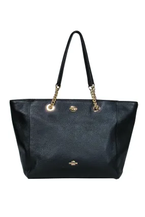 Coach - Black Pebbled Leather "Elle" Large Tote