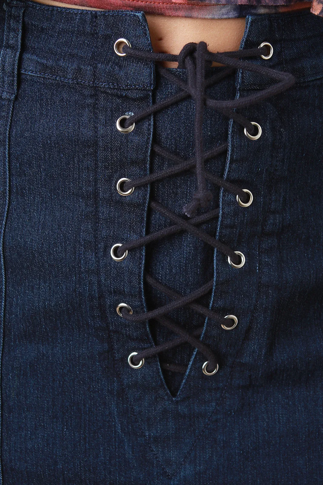 Corset Lace Up Denim Skirt