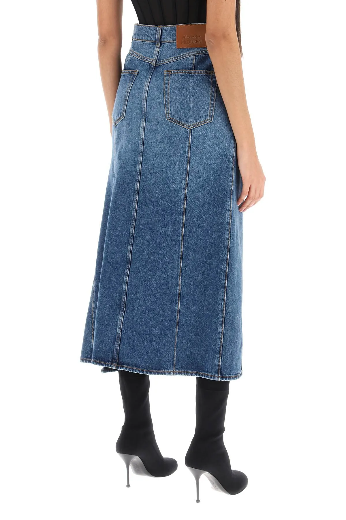 denim skirt with cut out