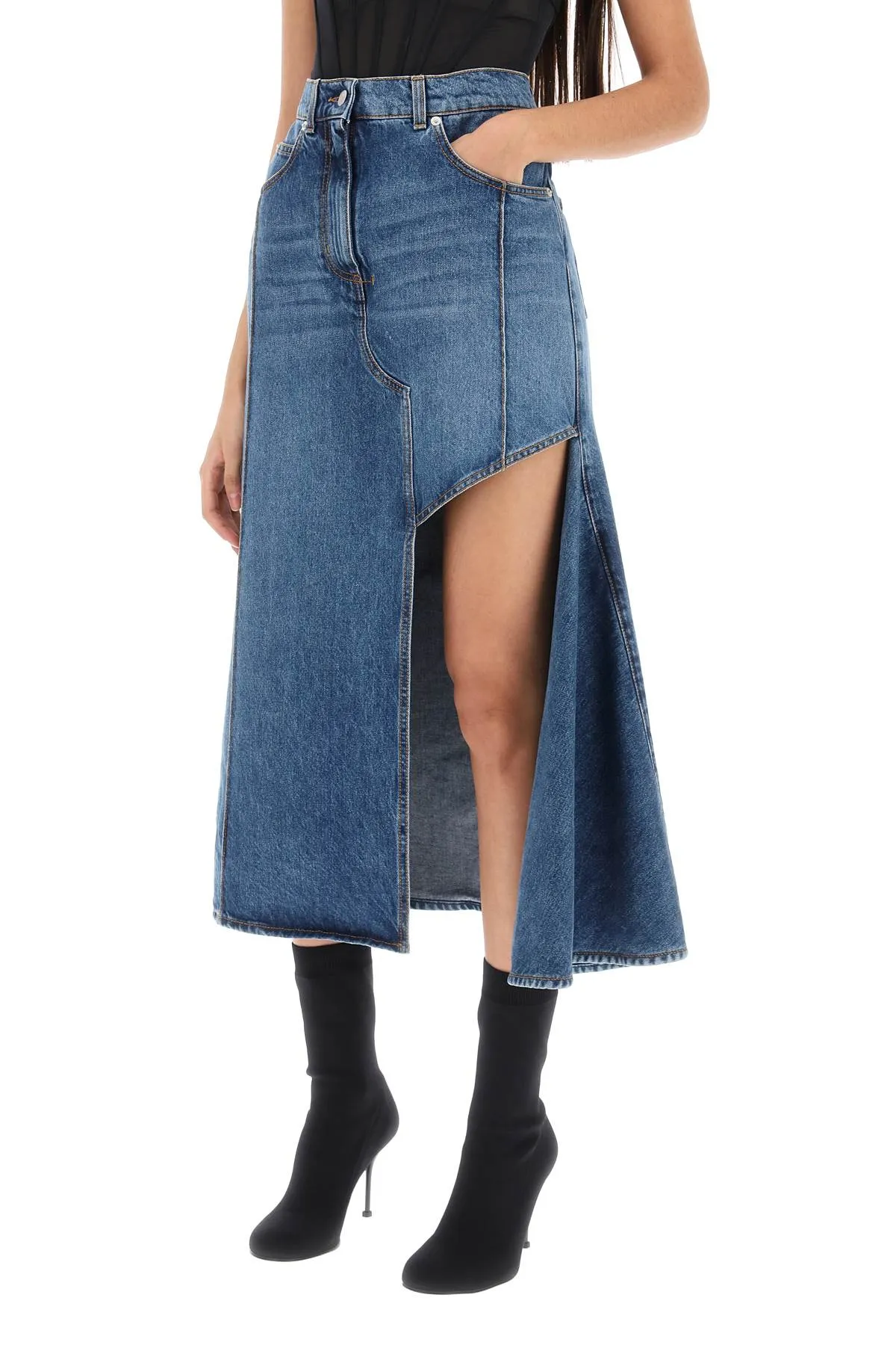 denim skirt with cut out