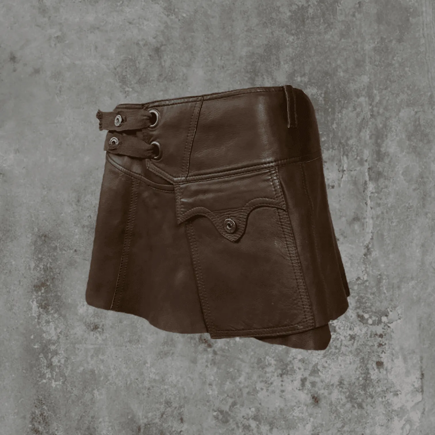 DIESEL LEATHER WRAP MINI SKIRT - S