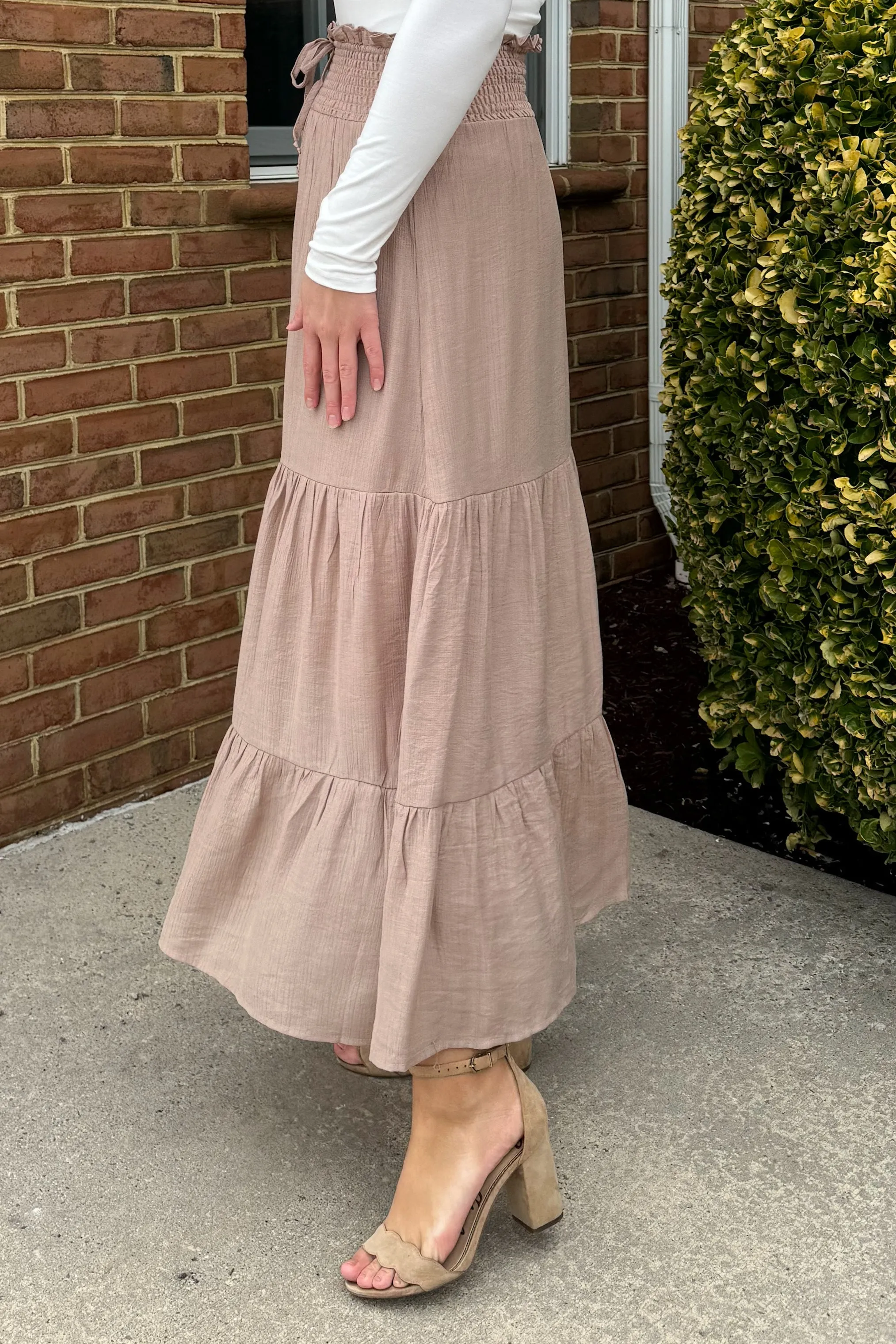 Faye Maxi Skirt in Taupe