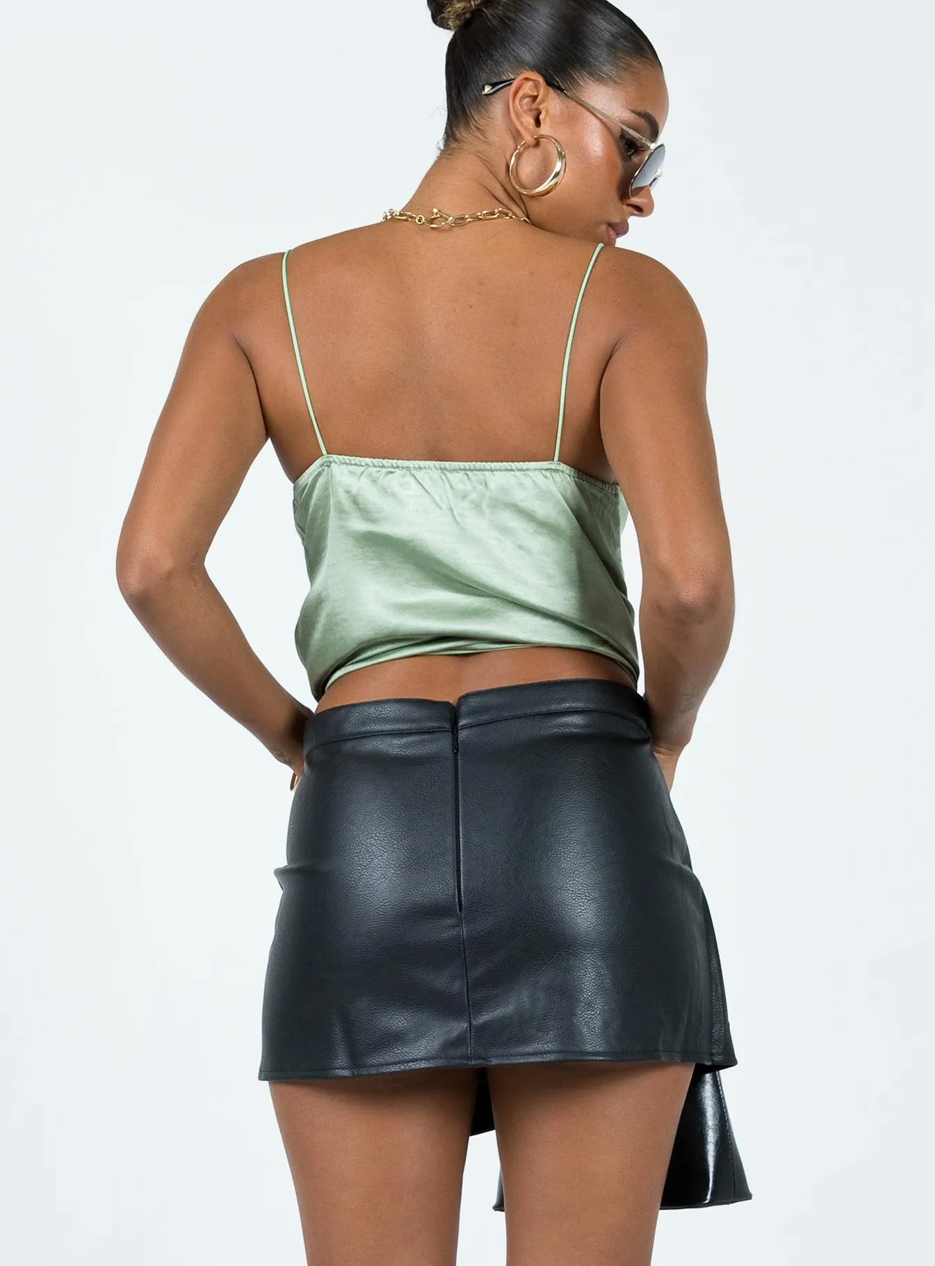 Federal PU Wrap Mini Skirt Black