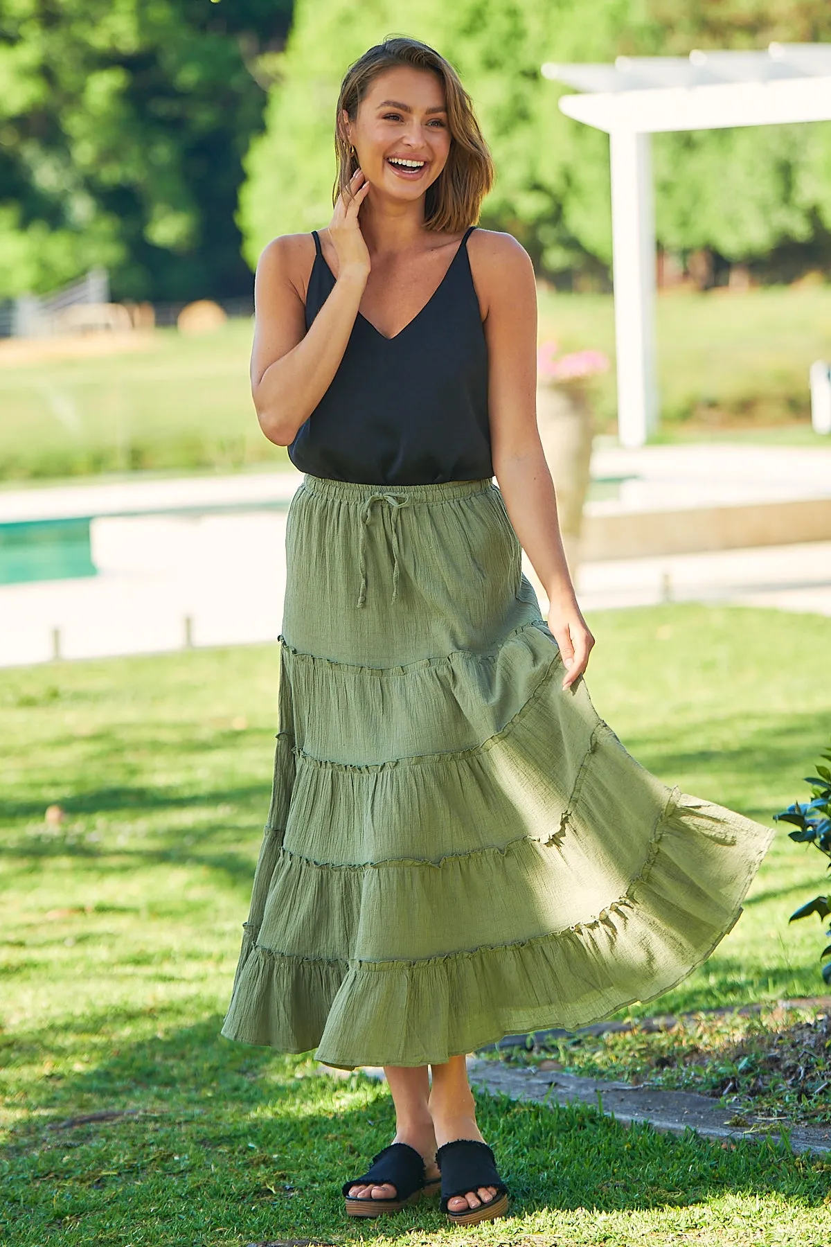 Felicity Khaki Maxi Skirt