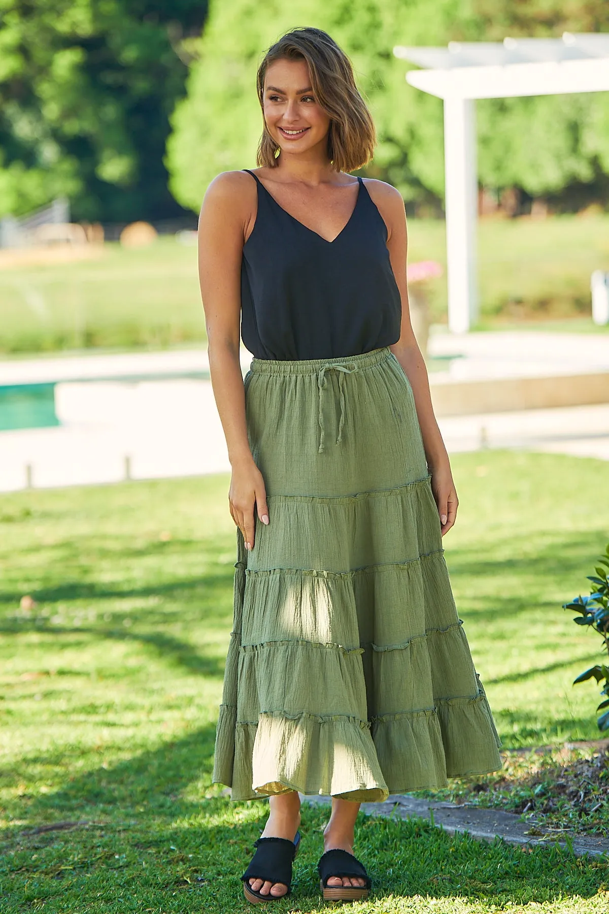 Felicity Khaki Maxi Skirt