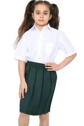 Girls School Uniform Skirt Box Pleated Elasticated Waist -Green