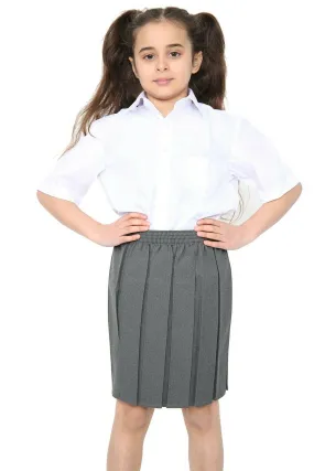 Girls School Uniform Skirt Box Pleated Elasticated Waist -Grey