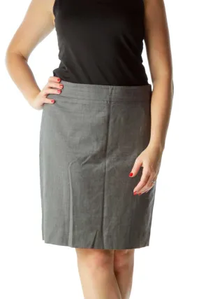 Gray A-Line Skirt with Small Back Slit