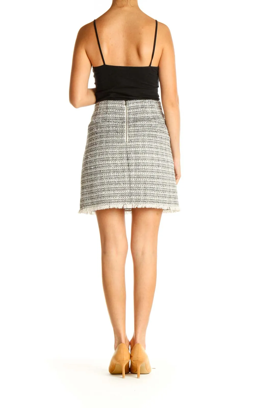 Gray Printed Brunch A-Line Skirt