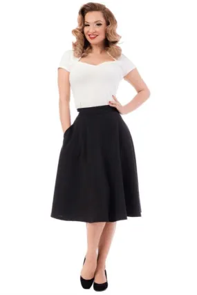 High-Waisted Thrills Skirt with Pockets in Black by Steady Clothing