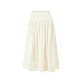 High-Waisted Tiered Skirt in Beige