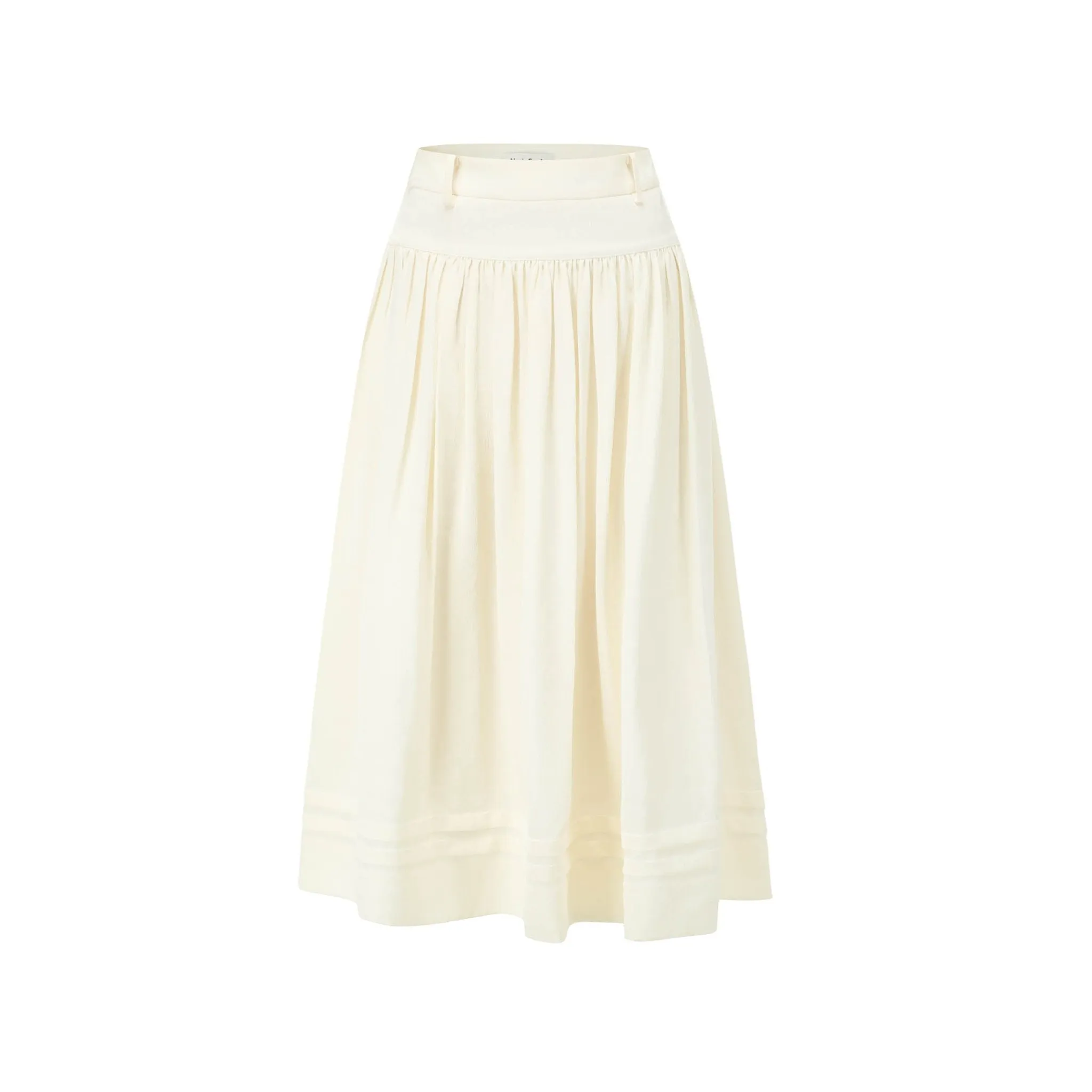 High-Waisted Tiered Skirt in Beige